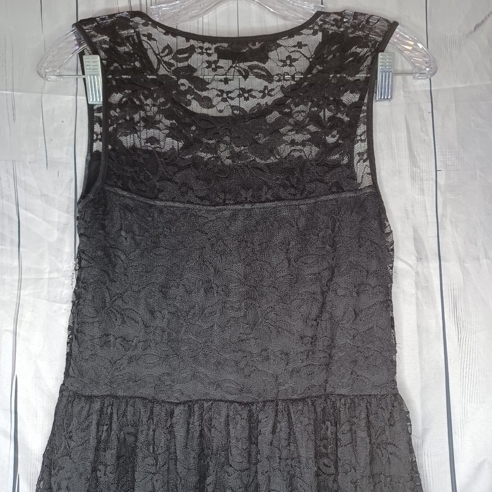 Garage Black Lace Sleeveless Goth Indie Sleeze Whimsigoth Flowy Skater Dress - Picture 6 of 9